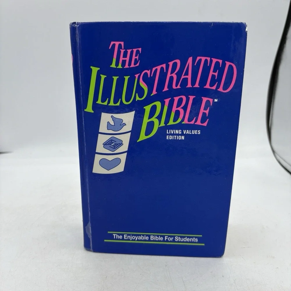 Vintage The Illustrated Bible Living Values Edition Student Blue Hardcover 1990